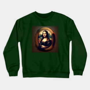 Illustration of serious Mona Lisa looking at the camera Crewneck Sweatshirt